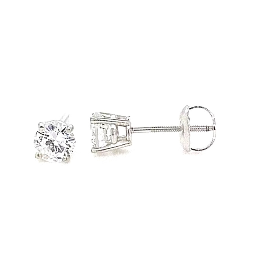 14k White Gold 0.50 Ctw Round Cut FL/D Brilliant GRA Moissanite Stud Earring 4mm